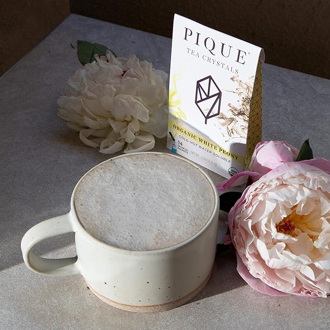 Pique Organic White Peony Tea Crystals - Antioxidants for Radiant Skin Immune Support Fujian Chinese Caffeinated Tea - 14 Single Serve Sticks (Pack of 1)