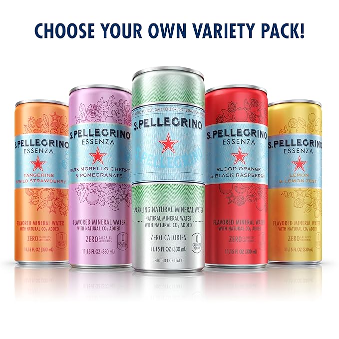 S.Pellegrino Essenza Variety Pack - Blood Orange Wild Strawberry Original (unflavored)11.15 Fl. Oz (Pack of 24)