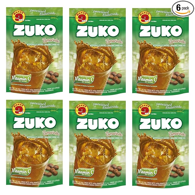 Zuko Tamarindo Instant Powder Drink | Family Pack | No Sugar Needed | Vitamin C | 14.1 Ounce (Pack of 6)