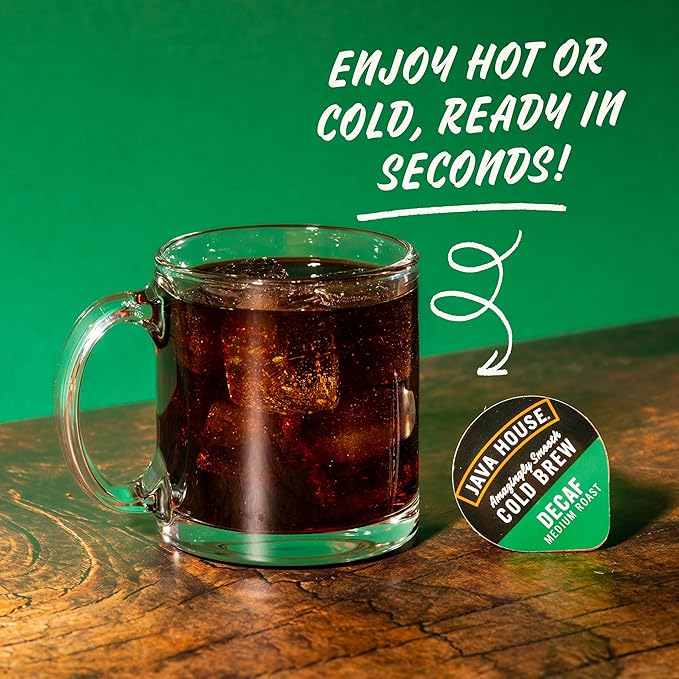 Java House Single-Serve Cold Brew Coffee Pods – Premium 100% Arabica Liquid Concentrate – Smooth &amp Bold Decaf Roast – 12 Pods – Ready Hot or Iced Travel-Friendly TSA Approved