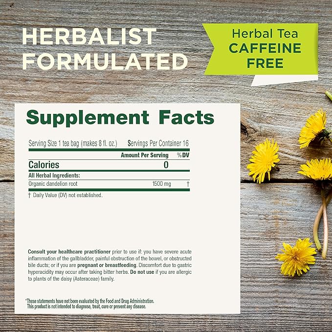 Traditional Medicinals Tea Organic Roasted Dandelion Root Supports Kidney Function &amp Healthy Digestion 96 Tea Bags (6 Pack)