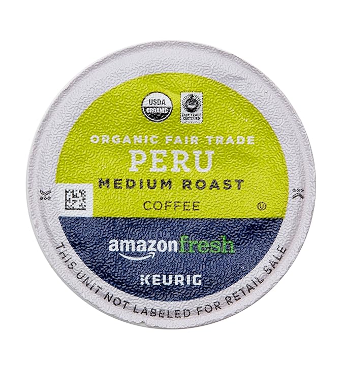 AmazonFresh 80 Ct. Organic Fair Trade K-Cups Peru Medium Roast Keurig K-Cup Brewer Compatible