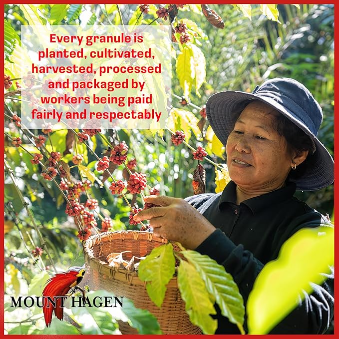 Mount Hagen 7.05oz Organic Freeze Dried Instant Caffeinated + Decaffeinated Coffee Resealable Pouch Bags - 2 Pack | Eco-friendly Fair-Trade Coffee Medium Roast Arabica Beans [2x7.05oz]