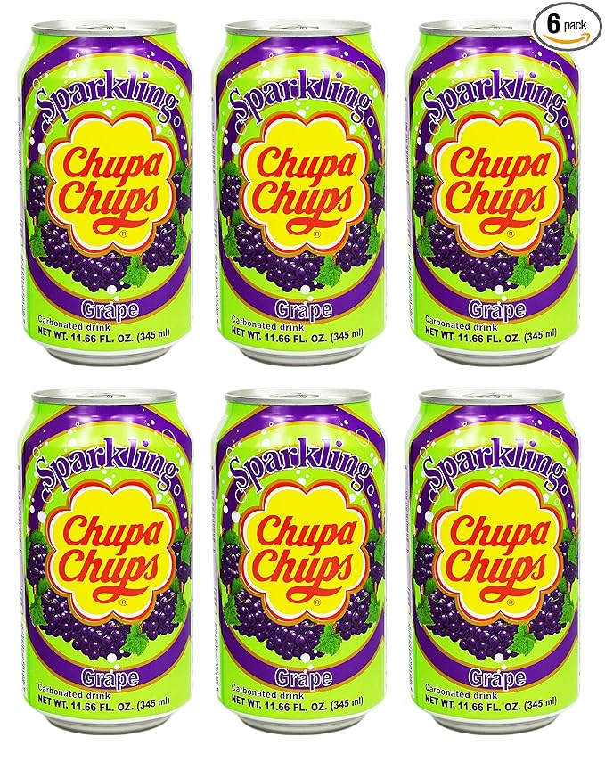 Namyang Chupa Chups Sparkling Soda Flavor 345ml (Grape 6 Cans)