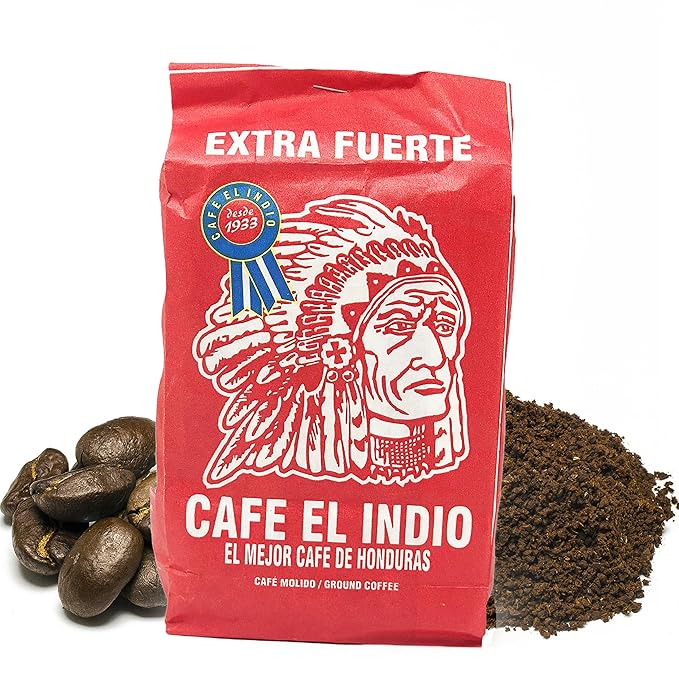 Cafe Molido:Coffee El Indio Extra Fuerte | Ground Strong Coffee From Honduras | 16 individual bags total of 1 ounce each | Guaranteed Best Coffee 100% Customer Satisfaction (5 Pack)