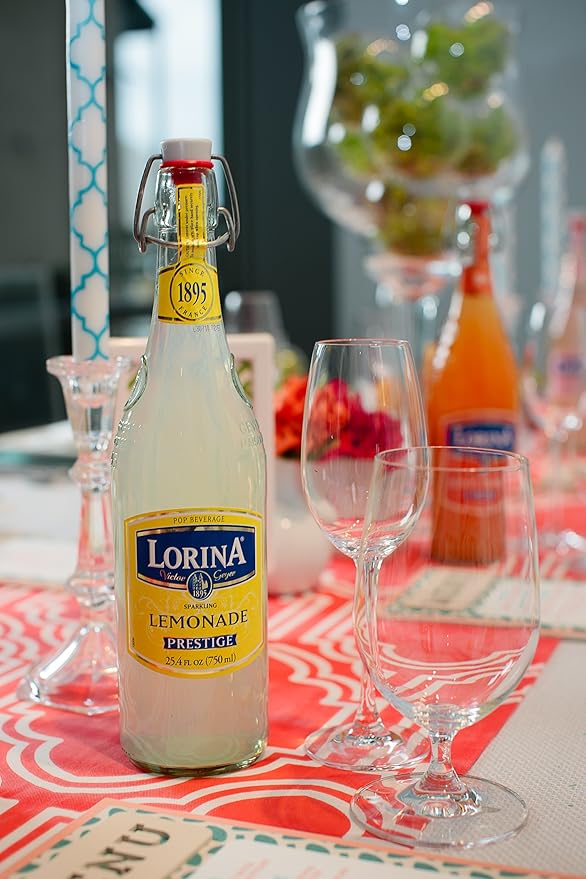 Lorina Sparkling Fresh Lemonade Prestige Collection (25.4oz 3-Pack) Naturally Flavored Carbonated Soda Water Artisan Crafted Gluten-Free Beverage - No Artificial Colors or Flavors