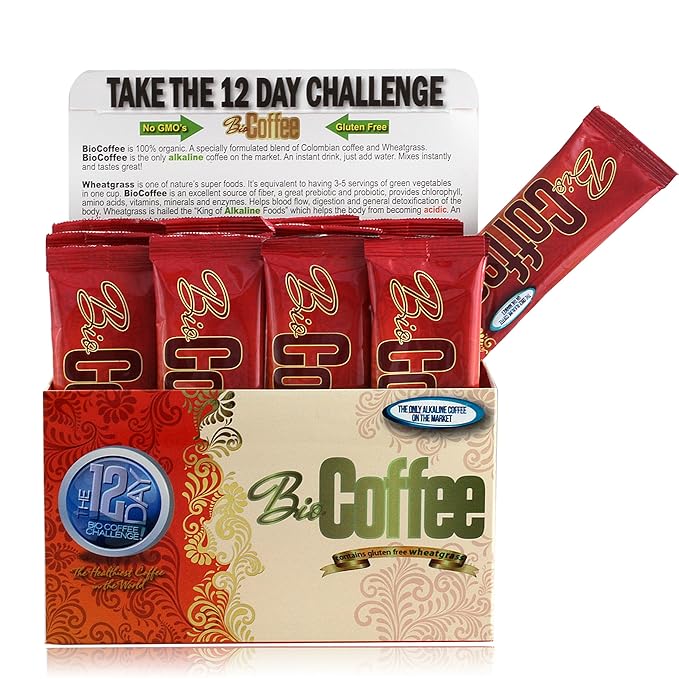 Bio Coffee- First Organic Instant Non-dairy Alkaline Coffee (3 Boxes 48 total sachets)