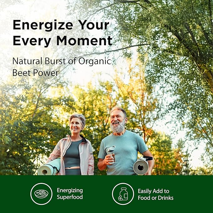 Flora - Organic Red Beet Crystals Energizing Superfood Nitric Oxide Booster Vegan Equals 5.5 lbs. of Red Beets Pressed from Fresh Harvested Organic Beets 7-oz. Powder