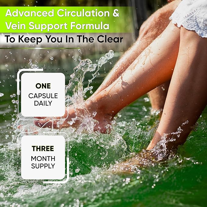 Best Blood Circulation Supplements and Vein Support-Blood Flow Leg Circulation Heart Health and Varicose Veins.with Butcher's Broom and Diosmin.Helps Reduce Swelling &amp Discomfort in Legs.90 Ca