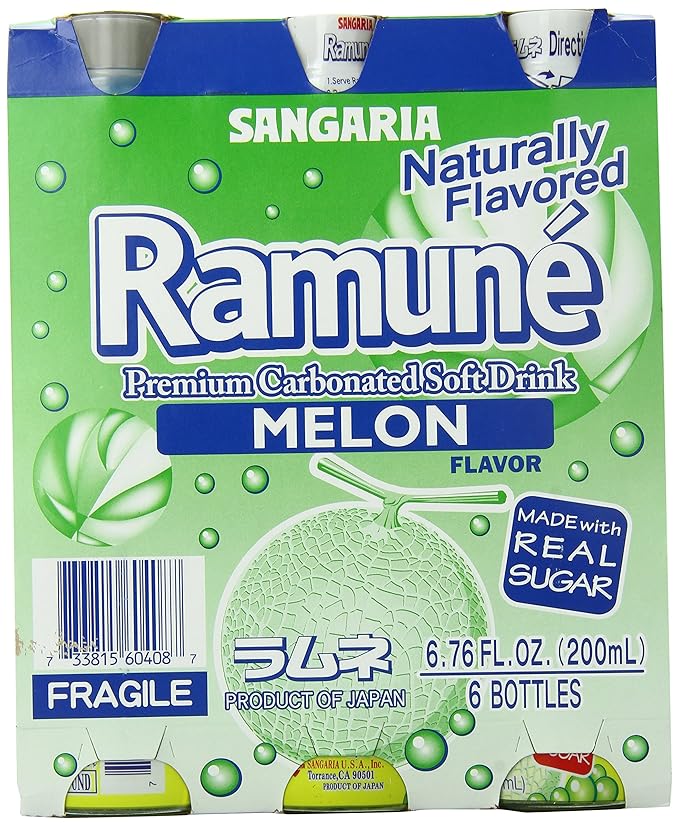 Sangaria Ramune Melon 6.76 Fluid Ounce (Pack of 6)