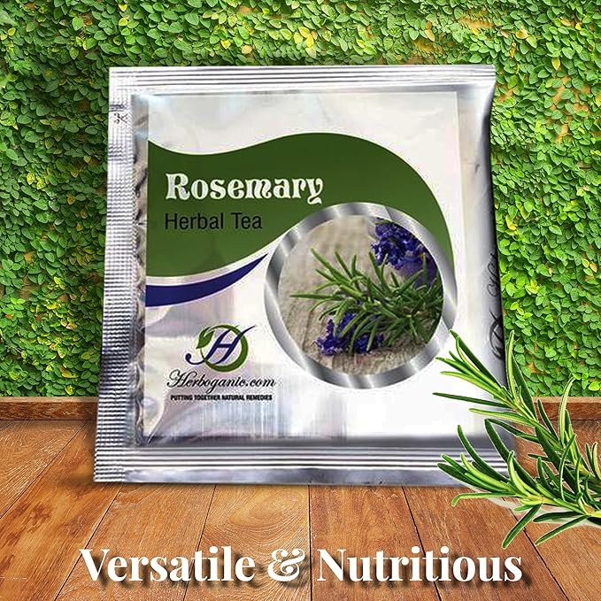 HERBOGANIC Rosemary Herbal Tea - Digestion Support and Immune Boost | Refreshing and Delicious Blend | Natural Ingredients | 60 Tea Bags