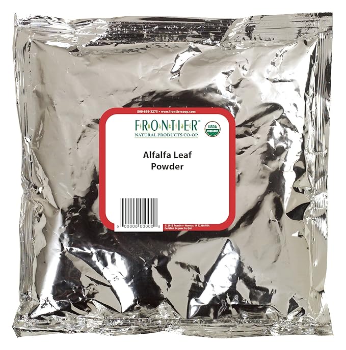 Frontier Co-op Organic Alfalfa Leaf Powder 1-pound Bulk Bag Rich in Vitamins &amp Minerals Key for Wellness Teas Vegan