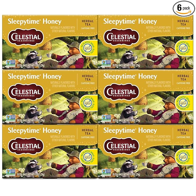 Celestial Seasonings Sleepytime Herbal Tea Honey Caffeine Free Sleep Tea 20 Tea Bags Per Box (Pack of 6)