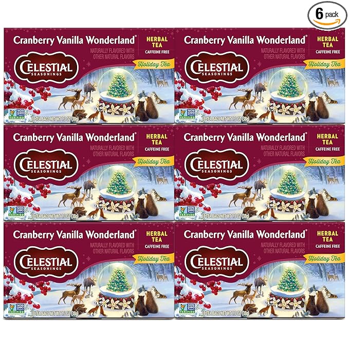 Celestial Seasonings Herbal Tea Cranberry Vanilla Wonderland 18 Count (Pack of 6)