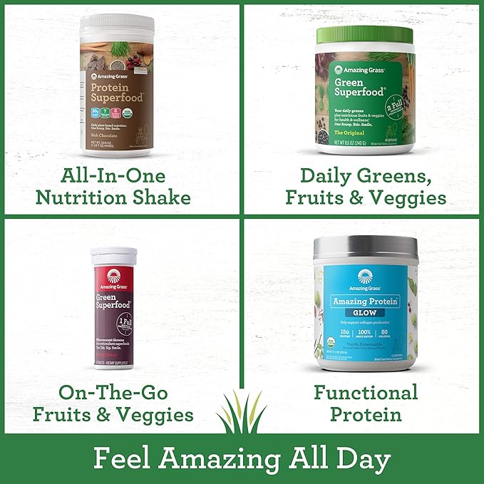 Amazing Grass Effervescent Tablets: Green Superfood Water Flavoring Tablet with Antioxidants &amp Alkalizing Greens Lemon Lime 60 Count
