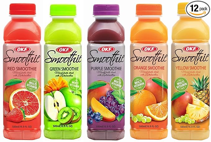 OKF Smoothie Multi Vitamin Premium New Drink 16.9 Fluid Ounce (5 Flavor Variety Pack 12 Pack)