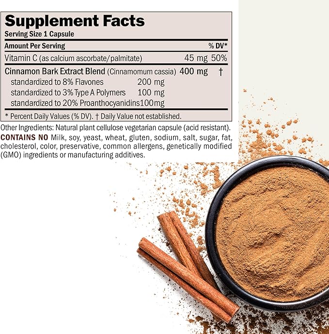 ANDREW LESSMAN Cinnamon 400mg - 120 Capsules - High Potency Standardized Extract. No Additives. Small Easy to Swallow Capsules