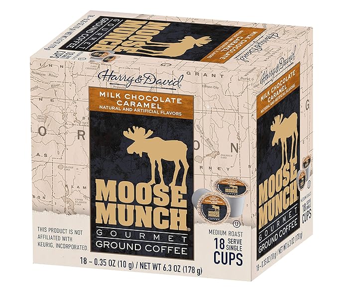 Moose Munch Single Serve Coffee (4/18 Count Boxes Milk Chocolate Caramel)