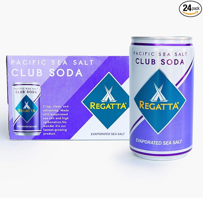 Pacific Sea Salt Club Soda Regatta Craft Mixers Zero Calorie Premium Cocktail Mixer 7.5oz Case of 24 Sleek Mini Cans