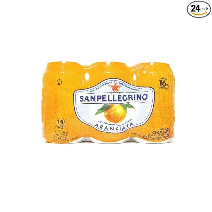 San Pellegrino All Natural Aranciata Orange Sparkling Beverage 11.15 fl oz 6 Pack (Pack of 4)