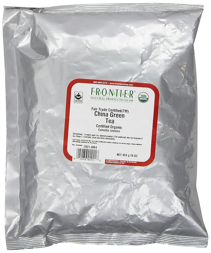 Frontier Co-op Organic China Green Tea 1lb Bulk Bag - Chinese Green Tea Loose Leaf - Aromatic Flavorful &amp Calming - Perfect for Tea &amp Culinary Uses