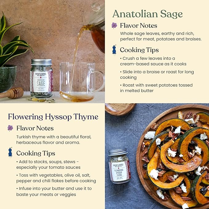 Burlap &amp Barrel Herbs &amp Salt 6-Pack Gift Set- As Seen on Shark Tank! Make Your Own Spice Blend Combine Salt &amp Herbs for a Savory Mix- Includes Sage Shallot Slices &amp More!- 6 Full Siz