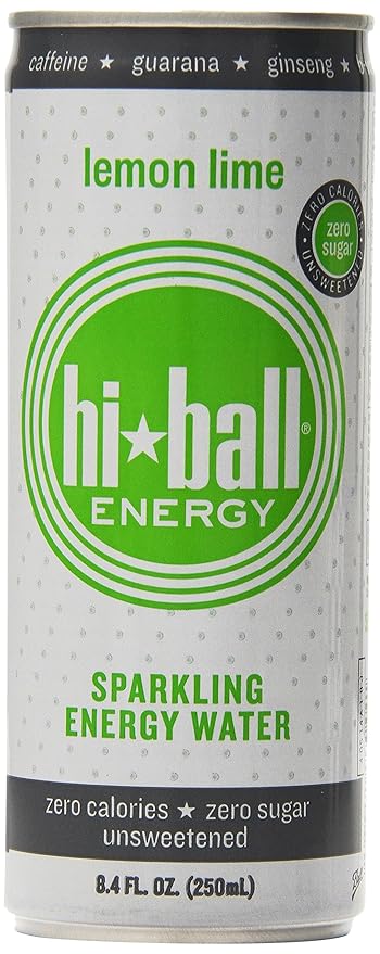 Hiball Energy Sparkling Water Lemon Lime 8.4 Ounce (Pack of 24)