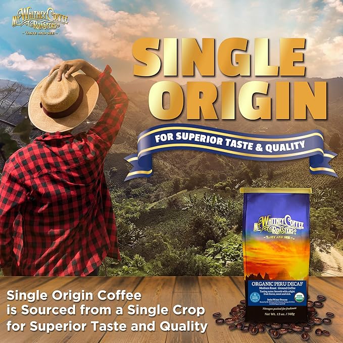 Mt. Whitney Organic Swiss Water Low Acid Decaf Coffee from Peru (Ground 12 Oz)