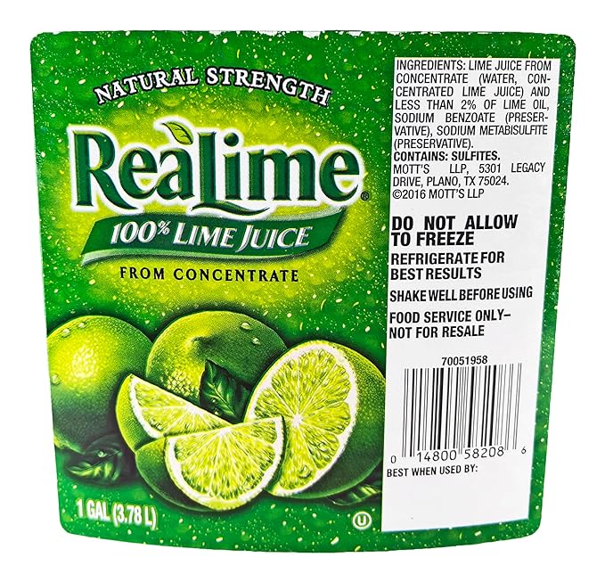Real Lime Juice (1 Gallon) 100% Lime Juice