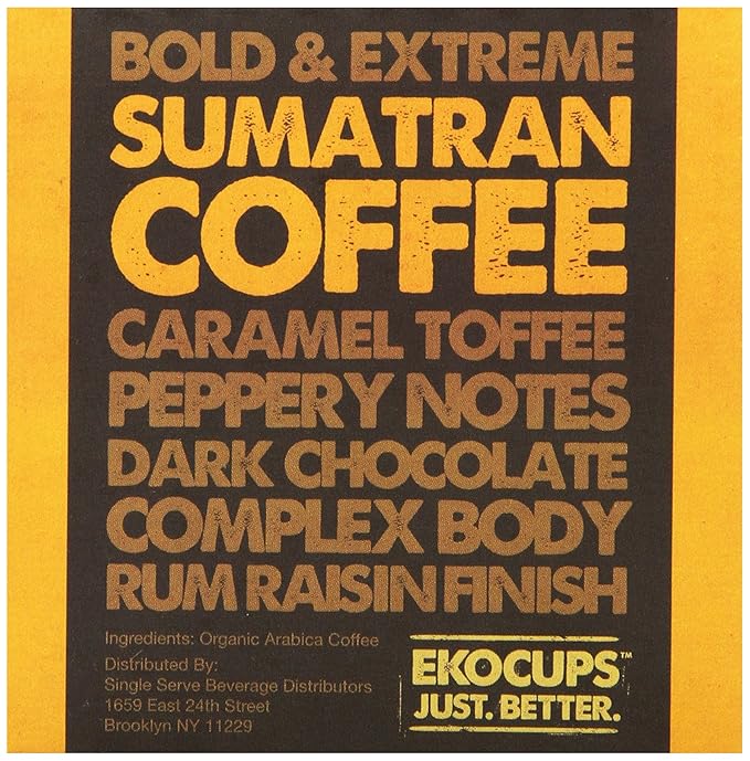 EKOCUPS Organic Sumatra Coffee Pods Extra 30% More Coffee Per Cup Fair Trade Dark Roast Sumatran Reserve Blend for Keurig K Cup Machines Recyclable Pods 40 Count (Pack of 4)