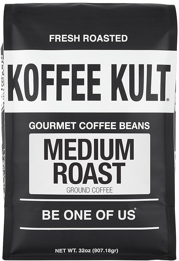 Koffee Kult Koffee Kult Medium Roast Smooth and Flavorful Ground Coffee - Perfect for a Relaxing Cup Anytime (Medium Roast 32oz)