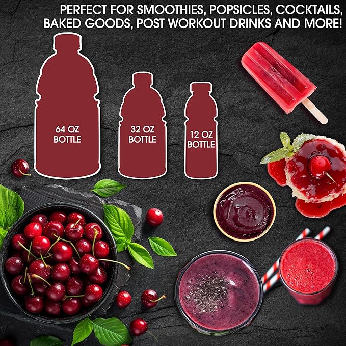 Cherry Bay Orchards Tart Montmorency Cherry Juice 64 oz Bottle (2 Pack total 128 ounces) - 100% Natural Tart Montmorency Cherry Juice Promotes Health and Wellbeing - Not from Concentrate