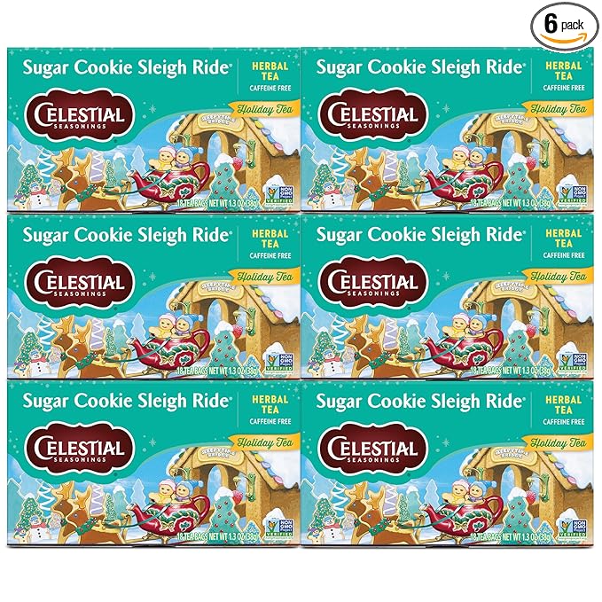 Celestial Seasonings Herbal Tea Sugar Cookie Sleigh Ride 18 Count (Pack of 6)