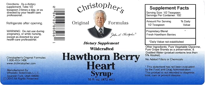 Christopher's Original Formulas Hawthorn Berry Heart Syrup - 16 fl oz | Natural Herbal Blend for General Wellness