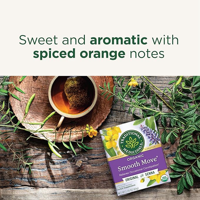 Traditional Medicinals Tea Organic Smooth Move Relieves Occasional Constipation Senna 32 ct (Pack of 3)