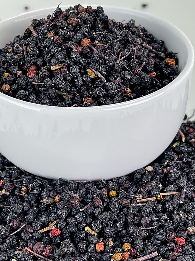 Elderberries – 1lb (Real Wild Harvest) | 100% USDA Certified Organic | Bulk Black Dried Elderberry | for Making Elder Syrup Gummies Tea - Raw Vegan Sambucus Nigra