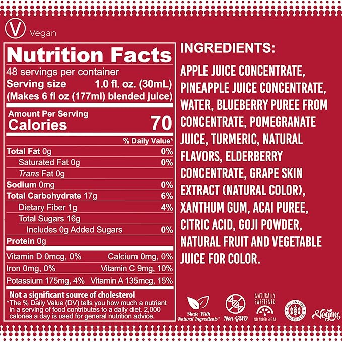 Fruniti Superfruit Medley Smoothie Mix - Antioxidant All-in-One Delicious - Tumeric Acai Goji Elderberry Blueberries Pomegranate Grape Skin Apple &amp Pineapple - Makes 24 Smoothies