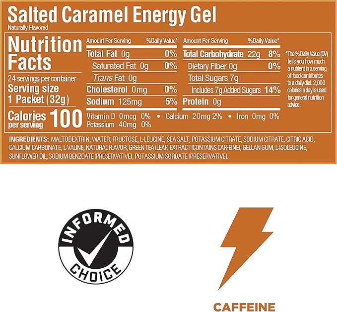 GU Energy Original Sports Nutrition Energy Gel Salted Caramel 24 Count