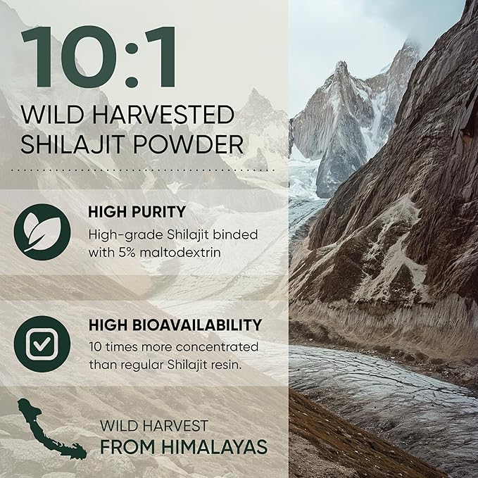 Shilajit Powder for Men 10:1 Extract 5 Ounce Bag 282 Servings Fulvic Acid Powder Extract Immune Support Energy Supplement Shilajit for Men Mineral Compound Raw Shilajit Contains Maltodextrin