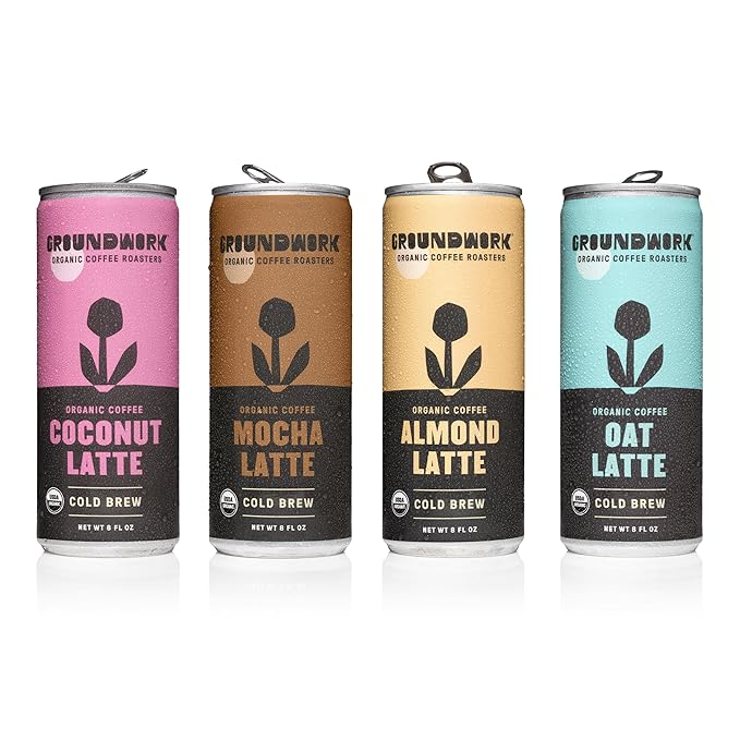 Groundwork Organic Coffee - Oat Cold Brew Latte - 8 Fl Oz Cans (12 Pack)