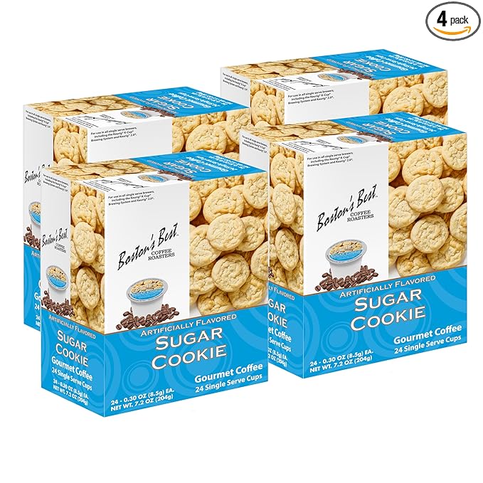 Boston’s Best - Sugar Cookie Flavored Delicious Gourmet Coffee Compatible with Keurig Coffee Maker 24 Count (Pack of 4)