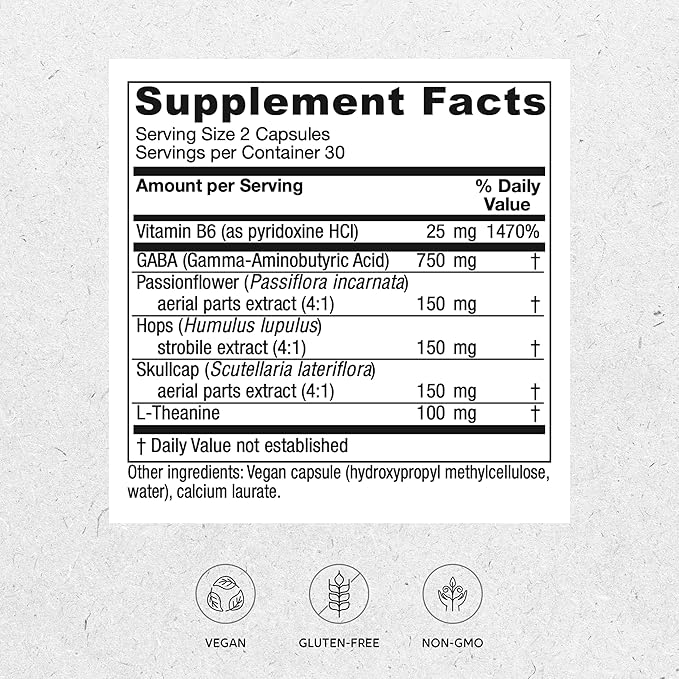 Vitanica GABA Ease Calming Support Vegan 60 Capsules