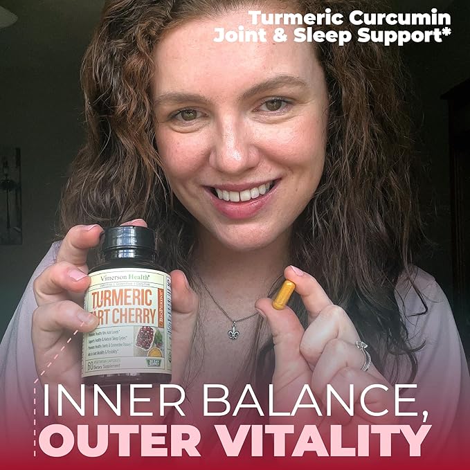 Turmeric Curcumin Supplement with 10:1 Tart Cherry Extract &amp Celery Seed Extract – Natural Uric Acid Balance Joint Health Sleep Aid – Turmeric Curcumin with Black Pepper –Tart Cherry Capsules 2