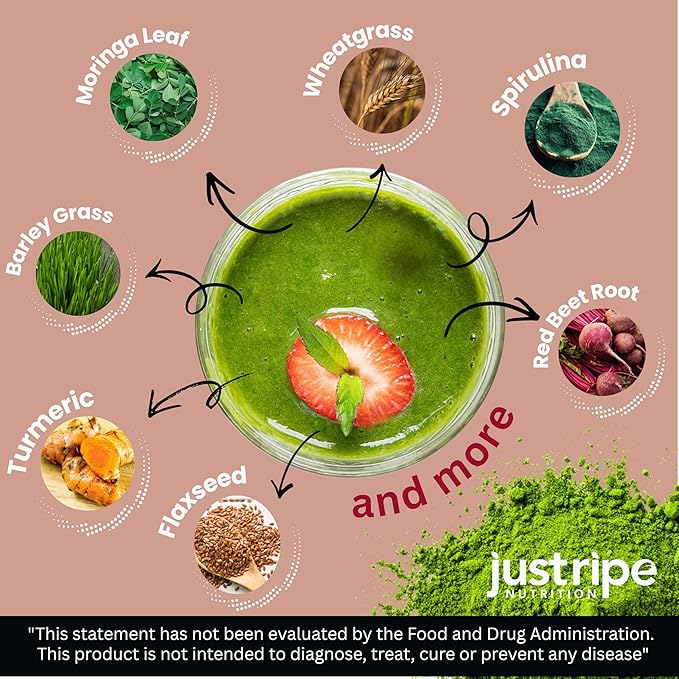 Field of Greens - Greens Powder Organic Daily Super Greens Powder Drink with Moringa Spirulina Wheat Grass Barley Grass Lemon Beet Root for Daily Nutrition - 28 Scoops (Mixed Berry Flavor)