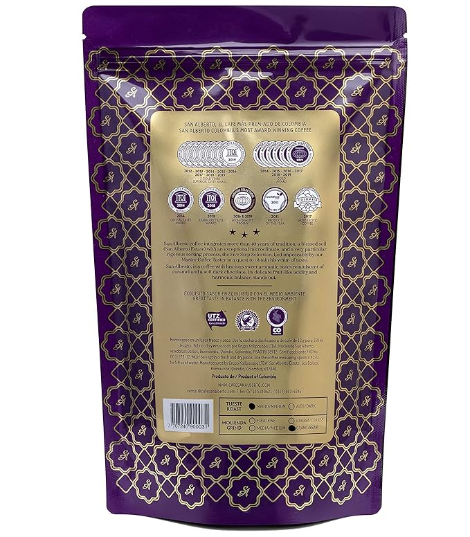 San Alberto Whole Bean Coffee - Single Origin &amp Specialty Colombian Arabica Coffee Dark Roast with Caramel &amp Dark Chocolate Notes - 12 oz