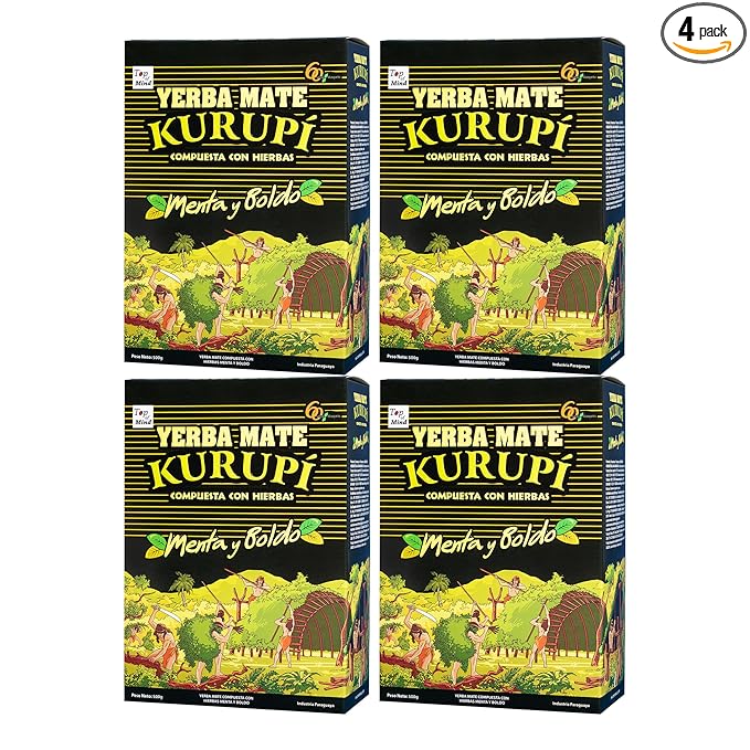 Kurupi Mint Boldo Yerba Mate 500 g (1.1 lbs) 4 Pack