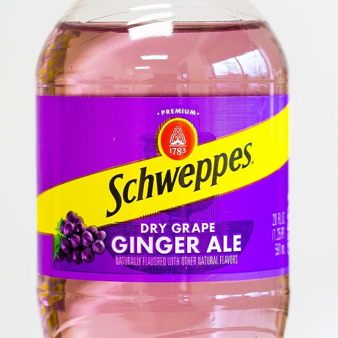 Schweppes Dry Grape Ginger Ale - Refreshing Crisp Delicious - 12 20oz Bottles