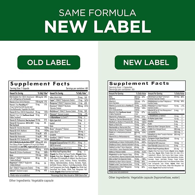 EMERALD LABS Men's 45+ 1-Daily Multi - Made with Saw Palmetto Lycopene &amp More for Heart Bone &amp Immune Support* - Gluten-Free - 60 Vegetable Capsules
