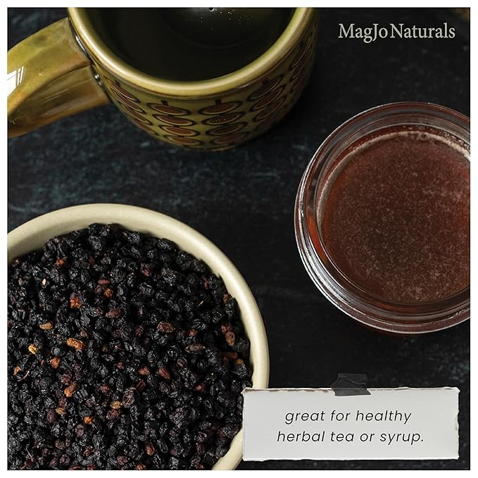 MagJo Dried Elderberries - 100% Wild crafted Dried Elder berries - 2lb Bulk - Non-Irradiated Non-GMO Whole Black Elderberry Immune Support - Raw Vegan Sambucus 2 Pack