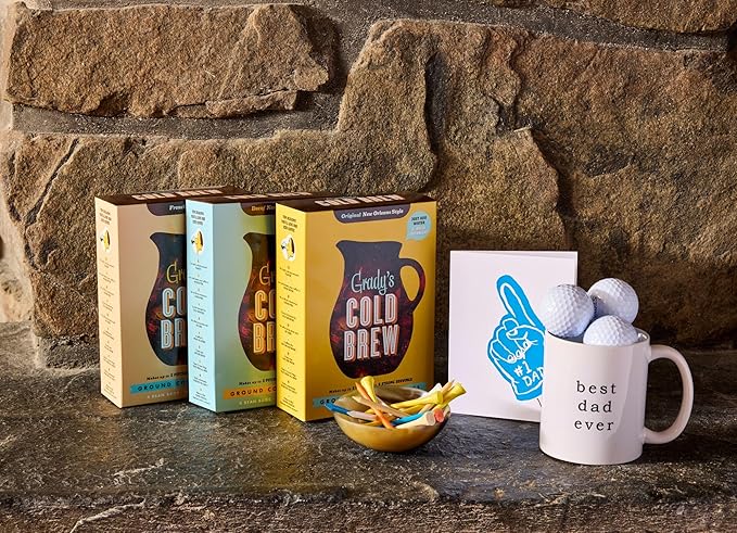 GRADY’S COLD BREW New Orleans Style - DECAF 100% Arabica Ground Coffee &amp Chicory Pouches TWO Bundles of 4 Easy-to-Brew Bean Bags Makes 24 drinks